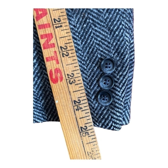 VTG House Of Cromwell New York Mens Herringbone Gray Coat size  42 - Picture 6 of 9
